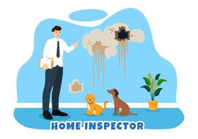 Home Inspector Vector Illustration with Checks the Condition of the House and Writes a Report for Maintenance Rent Search in Flat Background