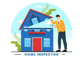 Home Inspector Vector Illustration with Checks the Condition of the House and Writes a Report for Maintenance Rent Search in Flat Background