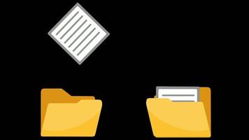 file sharing animation, computer folder icon with copying and pasting files, video