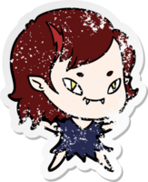 distressed sticker of a cartoon friendly vampire girl png