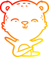 warm gradient line drawing of a happy cartoon bear png