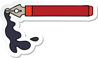 sticker of a quirky hand drawn cartoon ink pen png