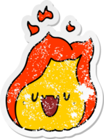 verontrust sticker tekenfilm illustratie kawaii schattig brand vlam png