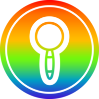 magnifying glass circular icon with rainbow gradient finish png