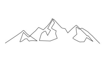 One continuous line drawing of mountain range landscape template vector