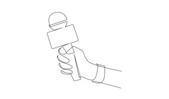 Continuous Line Drawing of Vector wired microphone icon