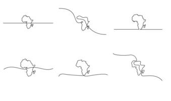 soltero continuo línea Arte mapa de África vector