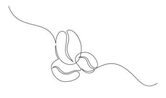 Linear coffee grain background. One continuous line drawing of a coffee bean vector