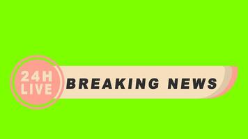 Breaking News Lower Third Green screen animation. Animated Live breaking news 24 hours. Television latest News Bar Cable News report. TV News Broadcast Media Channel News Header title animation. video