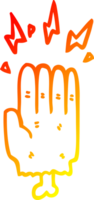 warm Gradient Linie Zeichnung von ein Karikatur Magie Halloween Zombie Hand png