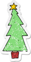 distressed sticker of a cartoon christmas tree png