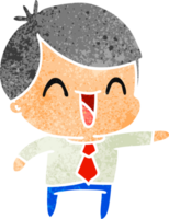 hand drawn retro cartoon of kawaii man in suit png