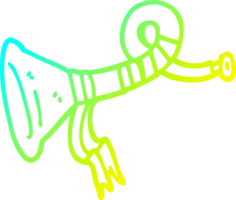 cold gradient line drawing of a cartoon curled horn instrument png
