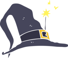 flat color illustration of a cartoon witch hat png