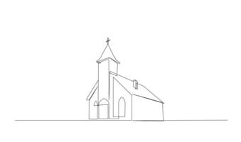 Iglesia uno línea dibujo aislado en blanco antecedentes vector