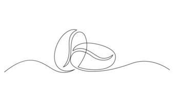 Linear coffee grain background. One continuous line drawing of a coffee bean vector