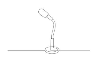 Continuous Line Drawing of Vector wired microphone icon