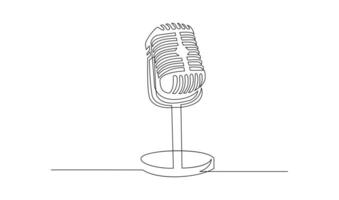 Continuous Line Drawing of Vector wired microphone icon