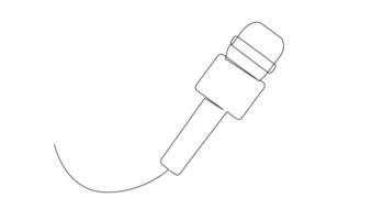 Continuous Line Drawing of Vector wired microphone icon