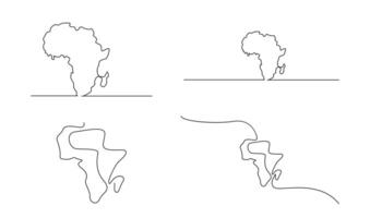 Single continuous line art map of Africa vector