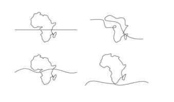 Single continuous line art map of Africa vector