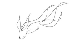 koi carp fish on the white background in a continuous single line drawing style vector