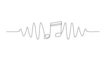 continuous single line drawing of music notes vector