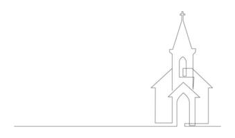 Iglesia uno línea dibujo aislado en blanco antecedentes vector