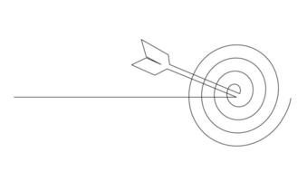 Continuous line drawing of arrow in center of target design vector