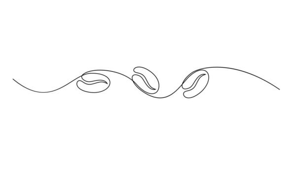 Linear coffee grain background. One continuous line drawing of a coffee bean vector