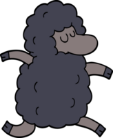 dessin animé doodle mouton noir png