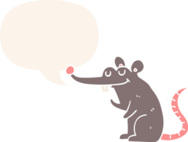 cartoon rat with speech bubble in retro style png