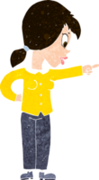 cartoon enthusiastic woman pointing png