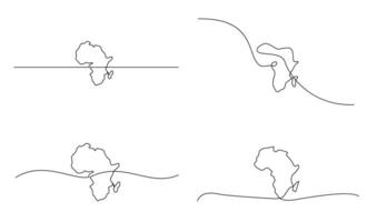 Single continuous line art map of Africa vector