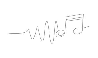 continuous single line drawing of music notes vector