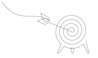 Continuous line drawing of arrow in center of target design vector