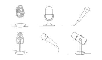 continuo línea dibujo de vector cableado micrófono icono