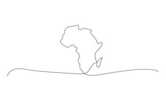 Single continuous line art map of Africa vector