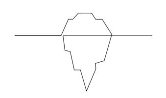 One line drawing of iceberg floating on sea. One continuous line drawing of appearance and global warming. vector