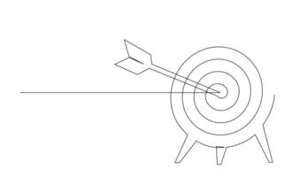 Continuous line drawing of arrow in center of target design vector