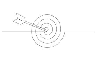 Continuous line drawing of arrow in center of target design vector