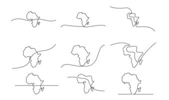 Single continuous line art map of Africa vector