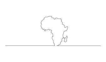 Single continuous line art map of Africa vector