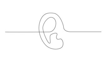 Human ear continuous one line drawing. World deaf day single line concept vector