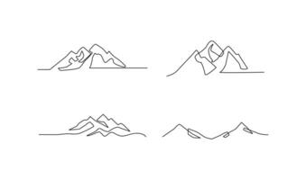 One continuous line drawing of mountain range landscape template vector