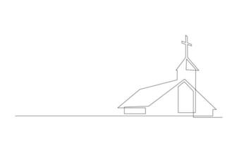 Iglesia uno línea dibujo aislado en blanco antecedentes vector