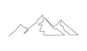 One continuous line drawing of mountain range landscape template vector