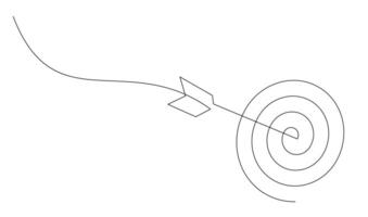 continuo línea dibujo de flecha en centrar de objetivo diseño vector