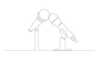 Continuous Line Drawing of Vector wired microphone icon