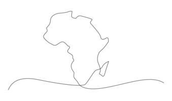 Single continuous line art map of Africa vector